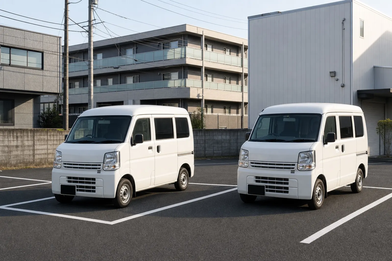 配送前の朝、待機する軽貨物車両